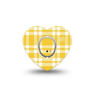 ExpressionMed yellow gingham Dexcom G7 and Dexcom Stelo Glucose Biosensor System Heart, Single Tape and Single Sticker Sunny checker print Best Covers for CGM