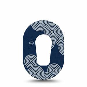 ExpressionMed Blue Swirls Dexcom G6 Mini Tape, Single Tape Winding Spirals, Adhesive Tape CGM Design
