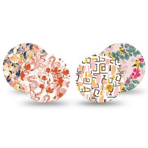 ExpressionMed Sunset Sorbet Variety Pack Dexcom G7 Overpatch, Dexcom Stelo Glucose Biosensor System, 4-Pack Tape Variety Tree Leaves Fun Shapes, Overlay Tape CGM Design