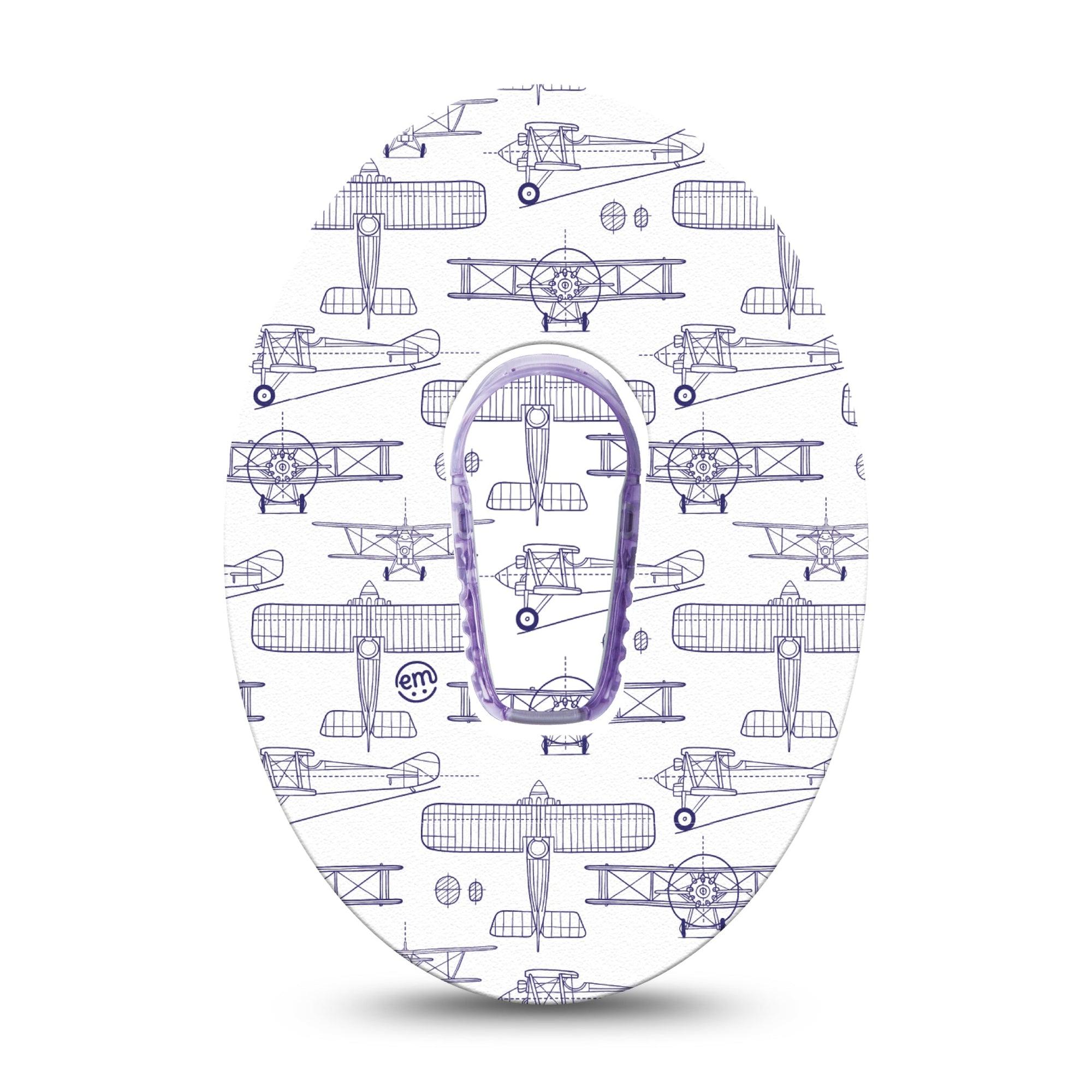 ExpressionMed Airplane Dexcom G6 Sticker and Tape Glider Planes, Vinyl Sticker and Tape Design CGM Design