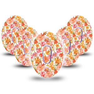 ExpressionMed Peach Dusk Dexcom G6 Tape, 5-Pack Tape and 5-Pack Sticker Delicate Peach Tones, Plaster Continuous Glucose Monitor Design