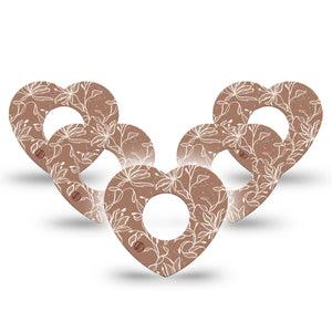 ExpressionMed Mocha Mousse Lace Infusion Set Heart Shape Tape, 10-Pack Tape Mocha White Flowers, Adhesive Tape Continuous Glucose Monitor Design