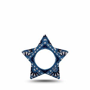 ExpressionMed Indigo Loomwork Freestyle Libre, Libre 2 Plus, and Abbott Lingo Star, Single Tape Structured textile pattern Decorative Patch for CGM