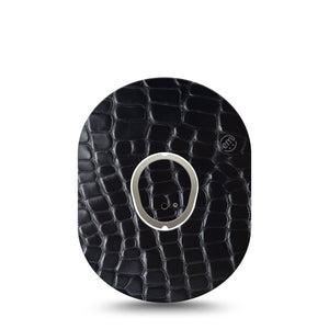ExpressionMed Black Aligator Skin Dexcom G7 Tape, Dexcom Stelo Glucose Biosensor System, Single Tape and Single Sticker Animal Print in Black, Overlay Tape CGM Design