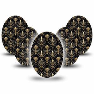 ExpressionMed Midnight Deco Medtronic Guardian Enlite Universal Oval, 5-Pack Retro inspired Fixing Ring Tape for Continuous Glucose Monitor