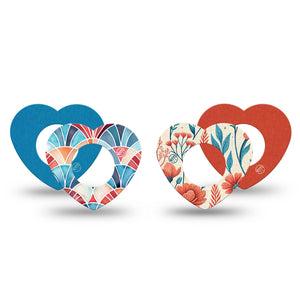 ExpressionMed Teal Rouge Freestyle Libre, Libre 2 Plus, and Abbott Lingo Heart, 4-Pack Tape teal floral pattern Waterproof Adhesive Tape for Continuous Glucose Monitor