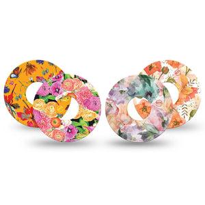 ExpressionMed Sunset Petals Variety Pack Freestyle Libre 3 and Libre 3 Plus Tape, 4-Pack Tape Variety Gossamer Flower Mix, Adhesive Tape Continuous Glucose Monitor Design