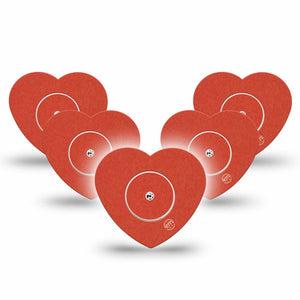 ExpressionMed Cherry Red Freestyle Libre 2 and Libre 2 Plus Heart Shape Tape, Abbott Lingo, 5-Pack Tape and 5-Pack Sticker Tomato Red Shade, Adhesive Patch CGM Design