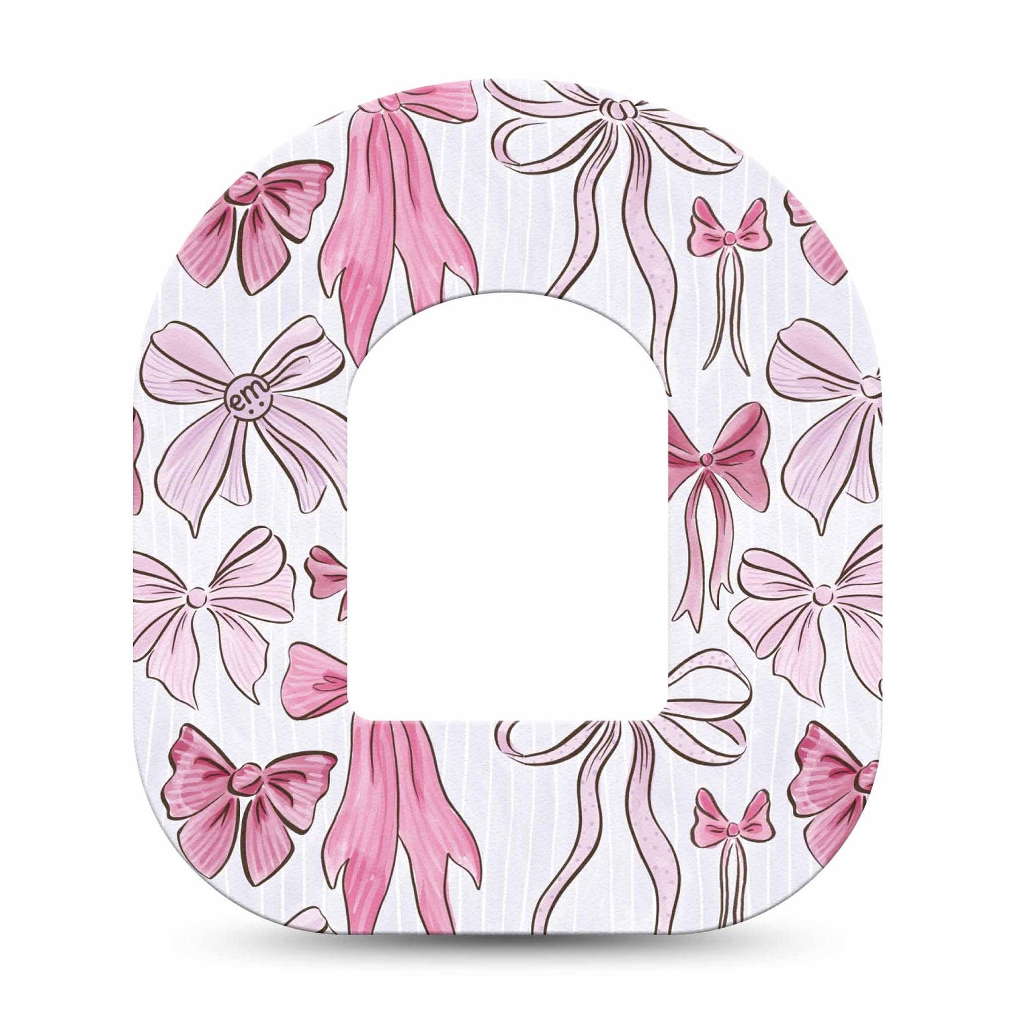 ExpressionMed Bows and Ribbons Omnipod Tape Single Tape Soft Pink Bows, Adhesive Patch Pump Design