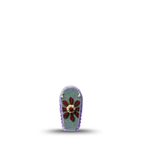 ExpressionMed Green Embroidery Dexcom G6 Sticker, Single Sticker Only Threaded Textile Print, Vinyl Decoration Continuous Glucose Monitor Design