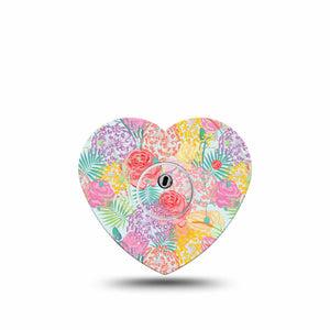 ExpressionMed Spring Flowers Freestyle Libre 3 and Libre 3 Plus Heart, Single Tape and Single Sticker Spring flower mix Patch for CGM