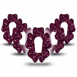 ExpressionMed Pink Sequins Dexcom G6 Flower Shape Tape 5-Pack Tape Glitter Sparkles, Adhesive Patch Continuous Glucose Monitor Design