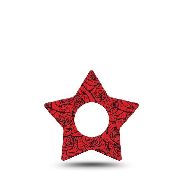 ExpressionMed Roses Infusion Star, 5-Pack Red roses Waterproof Adhesive Tape For Insulin Pump