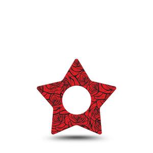 ExpressionMed Roses Infusion Star, 5-Pack Red roses Waterproof Adhesive Tape For Insulin Pump