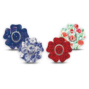 ExpressionMed Heritage Floral Dexcom G7 and Dexcom Stelo Glucose Biosensor System Flower, tape and sticker  vintage flower pattern Fixing Ring Patch for CGM