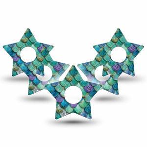 ExpressionMed Mermaid Scales Freestyle Libre 3 and Libre 3 Plus Star, 5-Pack iridescent scale design Decorative Patch for Continuous Glucose Monitor