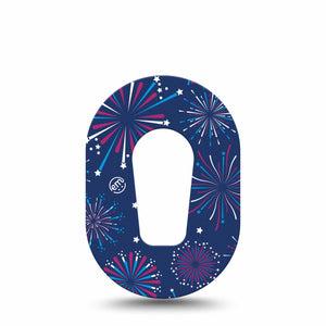 ExpressionMed Night Sky Celebration Dexcom G6 Mini Tape Single Vibrant Fireworks Adhesive Tape CGM Design