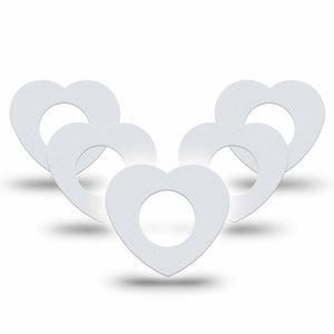 ExpressionMed White Freestyle Libre 2 and Libre 2 Plus Heart Shape Tape, Abbott Lingo, 5-Pack Tape Bright Shade, Adhesive Patch CGM Design