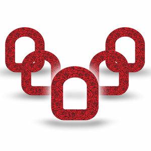ExpressionMed Roses Omnipod Mini, 5-Pack Romantic red roses Sensor Cover For Insulin Pump