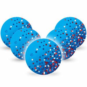 ExpressionMed Confetti Stars Freestyle Libre and Libre 2 Plus Overpatch, Abbott Lingo, 5-Pack Tape Sprinkle Of American Stars, Fixing Ring Patch CGM Design