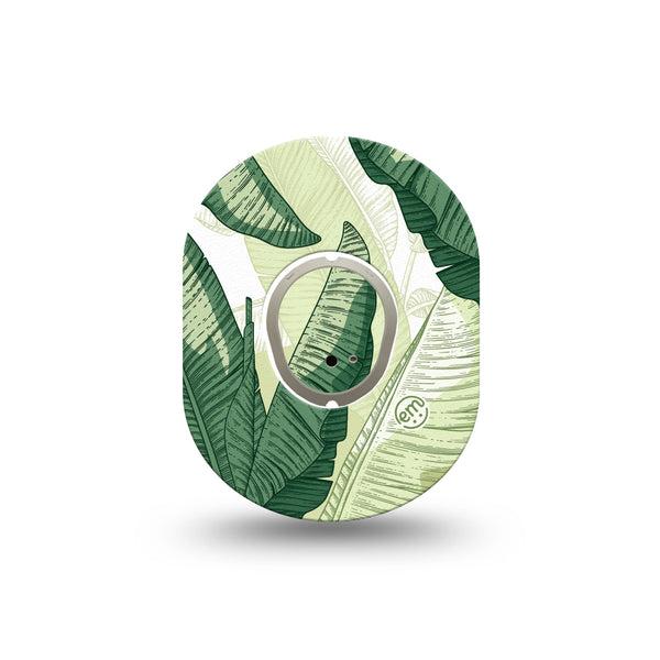 ExpressionMed Palm Leaf Dexcom G7 and Dexcom Stelo Glucose Biosensor System Mini, Single Tape and Single Sticker Plant print Waterproof Sensor Cover for CGM