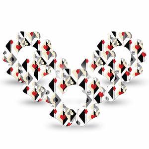 ExpressionMed Playing Cards Freestyle Libre 2 and Libre 2 Plus Flower Shape Tape, Abbott Lingo,  5-Pack Tape Card Game Inspired Pattern, Fixing Ring Tape CGM Design