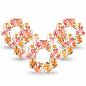 ExpressionMed Peach Dusk Freestyle Libre 2 and Libre 2 Plus Flower Shape Tape, Abbott Lingo, 5-Pack Tape Orange Airy Textures, Plaster CGM Design