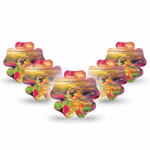 ExpressionMed Fragments From Above Freestyle Libre 3 and Libre 3 Plus Flower Shape Tape 5-Pack Tape and 5-Pack Sticker Aerial Debris, Overlay Tape CGM Design