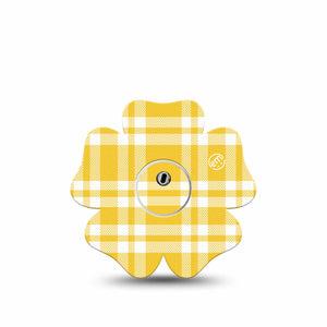 ExpressionMed yellow gingham Freestyle Libre 3 and Libre 3 Plus Flower, Single Tape and Single Sticker Cheery gingham Adhesive Tape for CGM
