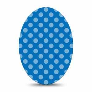 ExpressionMed Blue Polka Dots Medtronic Guardian Enlite Universal Oval, Single Tape Neutral Blue Dots, Plaster CGM Design