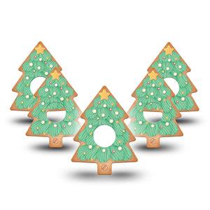 ExpressionMed Christmas Cookie Freestyle Libre 3 Tree Shape Tape 5-Pack Tape Xmas Tree Cutout, Decorated Fir Tree, Patch CGM Design