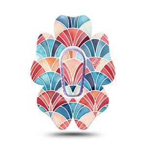 ExpressionMed Watercolor Fan Dexcom G6 Flower, Single Tape and Single Sticker Fun arched fan print Adhesive Tape for CGM