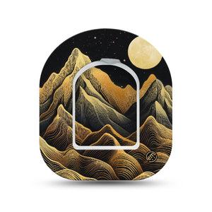 ExpressionMed Black Mountain Omnipod Surface Center Sticker and Mini Tape  Line-Art Desert Mountains, Vinyl Sticker and Tape Design Pump Design