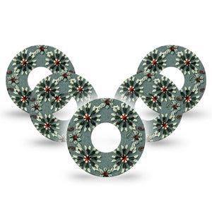 ExpressionMed Green Embroidery Infusion Set Tape, 10-Pack Tape Fall Winter Themed, Overlay Patch Continuous Glucose Monitor Design