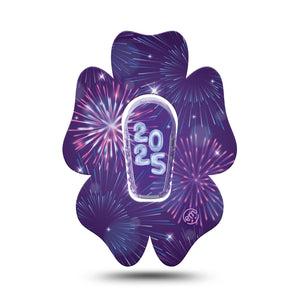 ExpressionMed New Years Celebration Dexcom G6 Flower Shape Tape Single Tape and Single Sticker New Year Festive, Adhesive Patch Continuous Glucose Monitor Design