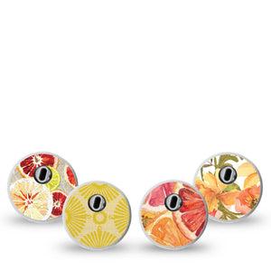 ExpressionMed Citrus Crush Freestyle Libre 3 and Libre 3 Plus Sticker, 4-Pack Sticker fresh fruit pattern Vinyl Decoration for CGM