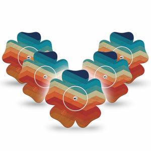 ExpressionMed Retro Winter Coat Freestyle Libre 2 and Libre 2 Plus Flower Shape Tape, Abbott Lingo, 5-Pack Tape and 5-Pack Sticker Retro Coat Print, Plaster CGM Design