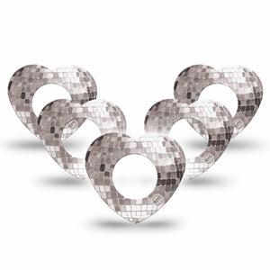 ExpressionMed Mirror Ball Freestyle Libre, Libre 2 Plus, and Abbott Lingo Heart, 5-Pack Mirror disco ball Adhesive Tape for Continuous Glucose Monitor