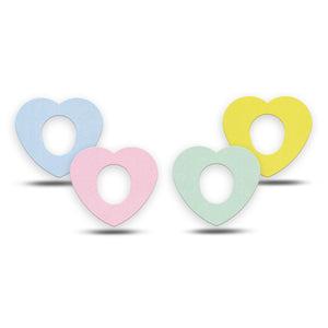ExpressionMed Solids Variety Pack Dexcom G7 Heart Shape Tape, Dexcom Stelo Glucose Biosensor System, 4-Pack Tape Variety, Soft Color Hues, Overlay Patch CGM Design