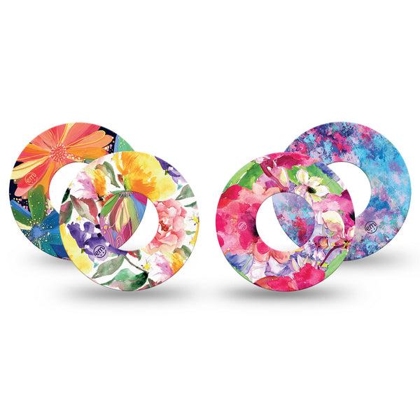 ExpressionMed Gentle Garden Variety Pack Freestyle Libre Tape, Abbott Lingo,  4-Pack Variety Floral Patterns Fixing Ring Tape Continuous Glucose Monitor Design