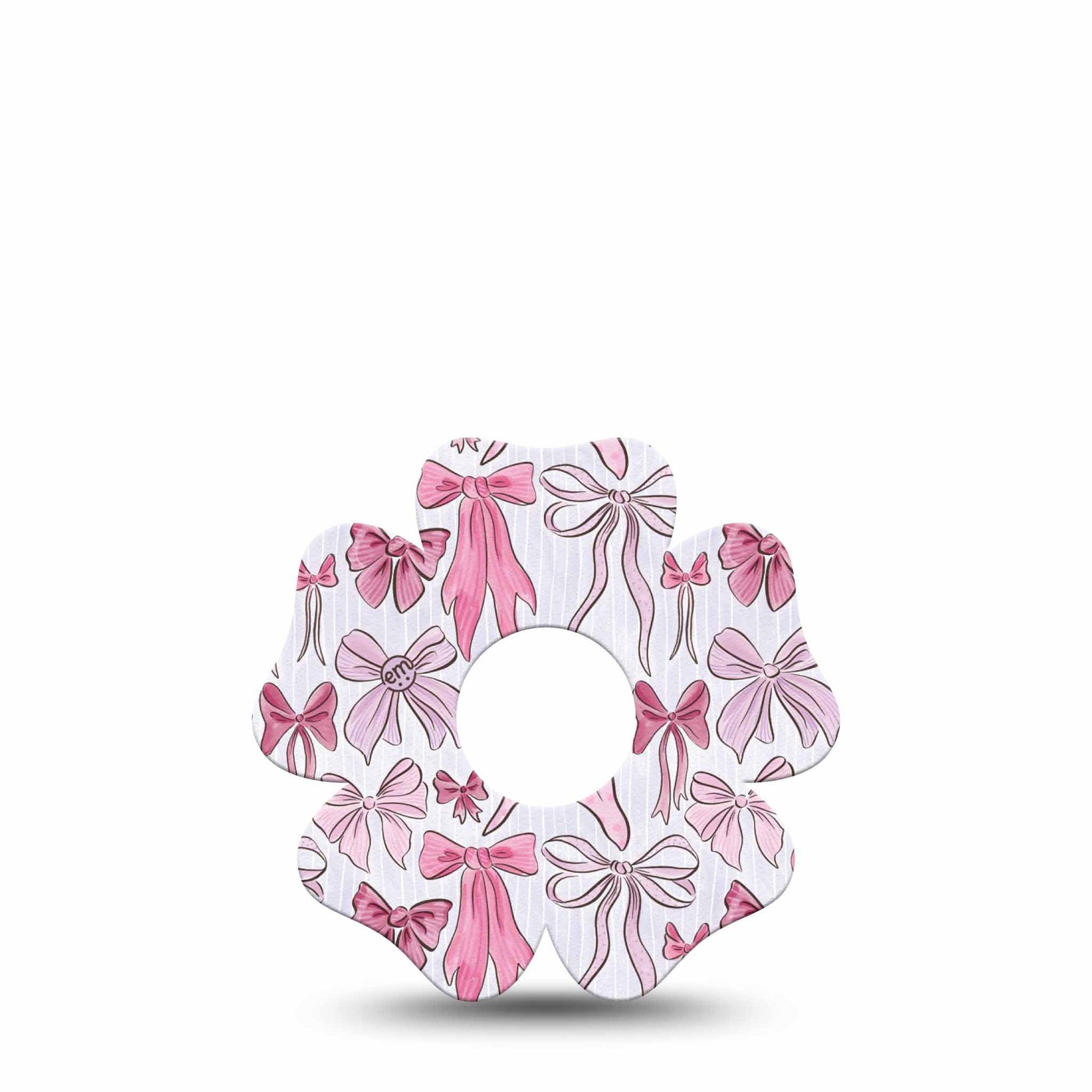 ExpressionMed Bows and Ribbons Freestyle Libre 3 and Libre 3 Plus Flower Shape Tape Single Tape Baby Pink Ribboned Bows, Plaster CGM Design