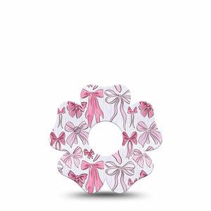 ExpressionMed Bows and Ribbons Freestyle Libre 3 and Libre 3 Plus Flower Shape Tape Single Tape Baby Pink Ribboned Bows, Plaster CGM Design