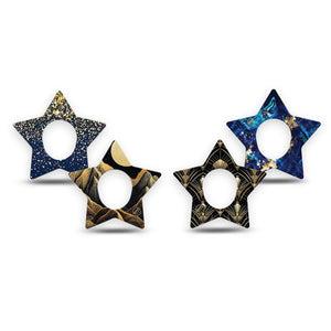 ExpressionMed Midnight Majesty Variety Pack Dexcom G7 and Dexcom Stelo Glucose Biosensor System Star, 4-Pack Tape Variety Gold black navy Plaster for Continuous Glucose Monitor