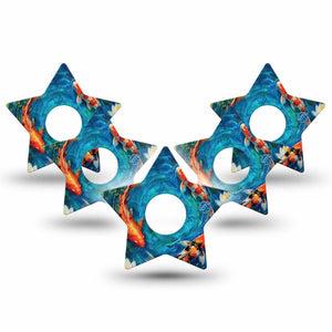 ExpressionMed Koi Pond Freestyle Libre 3 and Libre 3 Plus Star, 5-Pack koi fish pattern Decorative Patch for Continuous Glucose Monitor