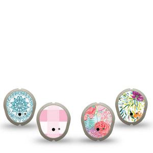 ExpressionMed Fresh Greenery Dexcom G7 and Dexcom Stelo Glucose Biosensor System Sticker, 4-Pack Sticker Delicate color gingham and blooms Sensor Cover for Continuous Glucose Monitor