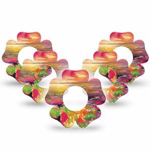 ExpressionMed Fragments From Above Freestyle Libre 2 and Libre 2 Plus Flower Shape Tape, Abbott Lingo, 5-Pack Tape Overhead Fragments, Plaster CGM Design