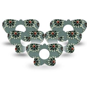 ExpressionMed Green Embroidery Infusion Set Butterfly Shape Tape 10-Pack Tape Threaded Textile Print, Plaster Continuous Glucose Monitor Design