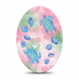 ExpressionMed Turtley One-derful Medtronic Guardian Enlite Universal Oval, Single Tape Pastel pink blue turtles Vinyl Decoration for CGM