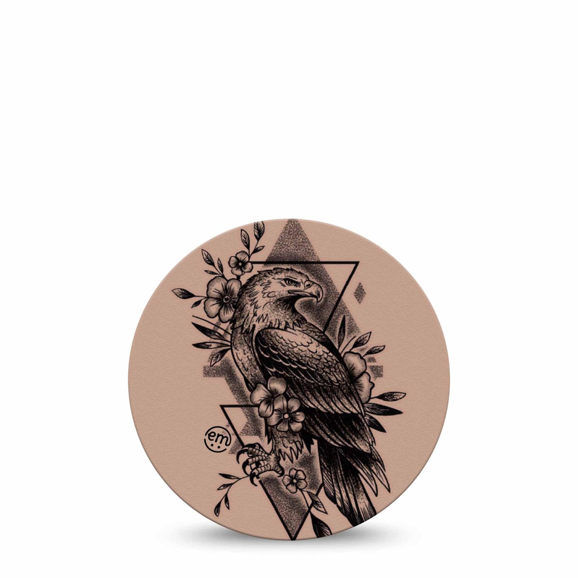 ExpressionMed Hawk Dexcom G7 Overpatch, Dexcom Stelo Glucose Biosensor System, Single Tape Floral Hawk Tattoo, Overlay Tape CGM Design