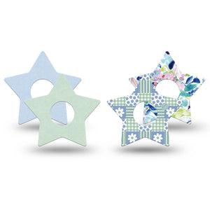 ExpressionMed Soft Balance Freestyle Libre 3 and Libre 3 Plus Star, 4-Pack Tape Spring blues greens Decorative Adhesive Tape for Continuous Glucose Monitor